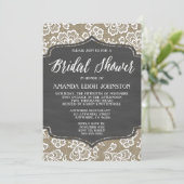 Chalkboard Burlap & Lace Bridal Shower Invitations Kaart (Staand voorkant)