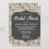 Chalkboard Burlap & Lace Bridal Shower Invitations Kaart (Voorkant / Achterkant)