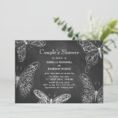 Chalkboard Butterflies Couple's Shower Invitation Kaart (Staand voorkant)