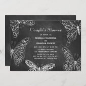 Chalkboard Butterflies Couple's Shower Invitation Kaart (Voorkant / Achterkant)
