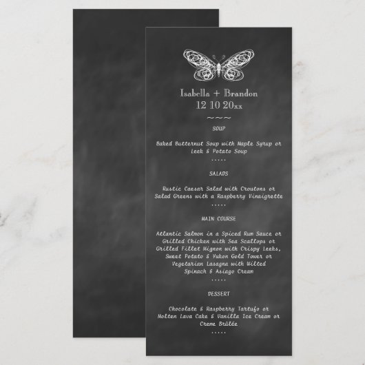 Chalkboard Butterflies Menu (Voorkant / Achterkant)