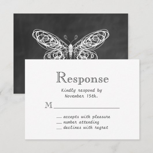 Chalkboard Butterflies RSVP (Voorkant / Achterkant)