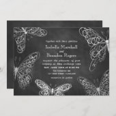 Chalkboard Butterflies Wedding Kaart (Voorkant / Achterkant)
