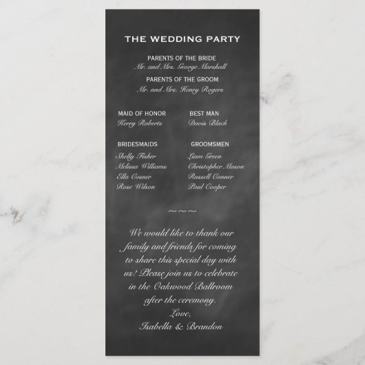 Chalkboard Butterflies Wedding Program Programmakaart (Achterkant)