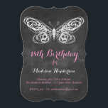 Chalkboard Butterfly 18th Birthday Invitation Kaart<br><div class="desc">Fancy lintschrift en een handgeschetst vlinderaccent op deze verjaardagsuitnodiging.</div>