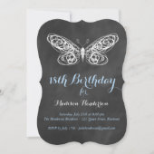Chalkboard Butterfly 18th Birthday Invitation Kaart (Voorkant)