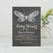 Chalkboard Butterfly Baby shower Invitation Kaart (Staand voorkant)