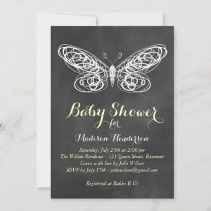Chalkboard Butterfly Baby shower Invitation Kaart