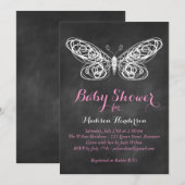 Chalkboard Butterfly Baby shower Invitation - roze Kaart (Voorkant / Achterkant)