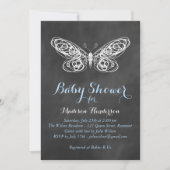 Chalkboard Butterfly Baby shower Uitnodiging - bla (Voorkant)