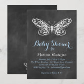Chalkboard Butterfly Baby shower Uitnodiging - bla (Voorkant / Achterkant)