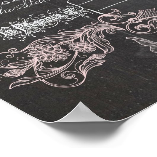 Chalkboard Butterfly  huwelijkscertificaat Poster (Hoek)