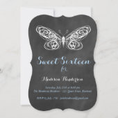 Chalkboard Butterfly Sweet Sixteen Uitnodiging (Voorkant)