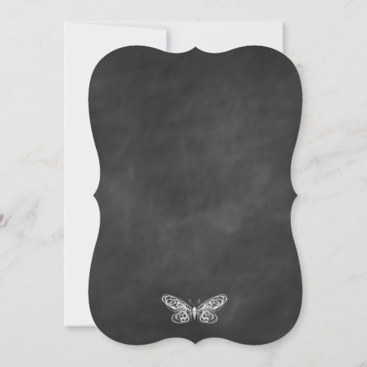 Chalkboard Butterfly Sweet Sixteen Uitnodiging (Achterkant)