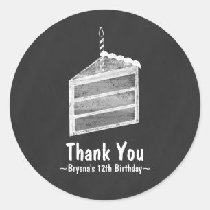 Chalkboard Cake Slice Verjaardagsfeestje Favor Sti Ronde Sticker