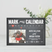 Chalkboard Calendar Photo Save the Date Cards (Staand voorkant)