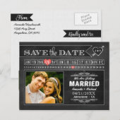 Chalkboard Calendar Photo Save the Date Cards Aankondigingskaart (Voorkant / Achterkant)