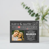 Chalkboard Calendar Photo Save the Date Cards Aankondigingskaart (Staand voorkant)