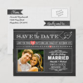 Chalkboard Calendar Photo Save the Date Cards Aankondigingskaart (Voorkant / Achterkant)