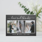 Chalkboard Calligraphy Wedding Photo Collage Bedankkaart (Staand voorkant)