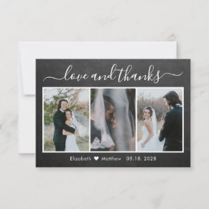 Chalkboard Calligraphy Wedding Photo Collage Bedankkaart