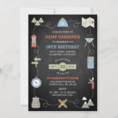 Chalkboard Camping Birthday Party-uitnodigingen Kaart (Voorkant)