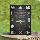Chalkboard Camping Birthday Party-uitnodigingen Kaart