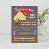 Chalkboard Camping Koppels Douche Uitnodigingen (Staand voorkant)
