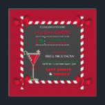 Chalkboard Candy Cane Lijst Cocktail Holiday Kaart<br><div class="desc">Met snoeprietjes omhuld bord ziet u met hoekbogen en martini cocktail op een rode bakstenen achtergrond.</div>