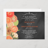 Chalkboard Cascading Herfst Flowers Wedding Invite Kaart (Voorkant / Achterkant)