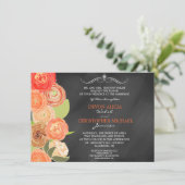 Chalkboard Cascading Herfst Flowers Wedding Invite Kaart (Staand voorkant)