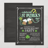 Chalkboard Celebrate St Patrick's Day Dinner Party Kaart (Voorkant / Achterkant)