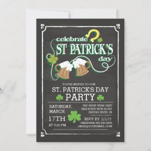 Chalkboard Celebrate St Patrick's Day Dinner Party Kaart