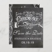 Chalkboard Ceremony  Save the Date Aankondigingskaart (Voorkant / Achterkant)