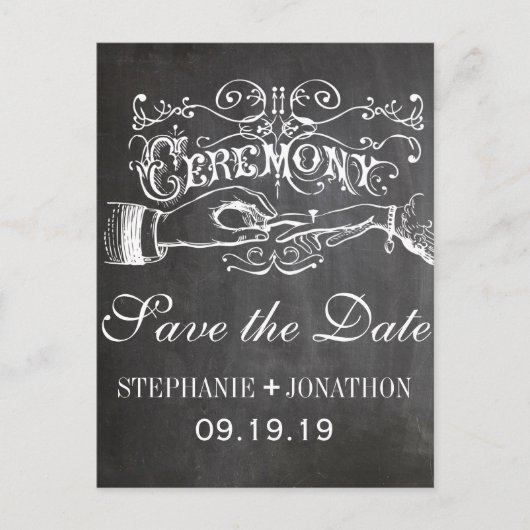 Chalkboard Ceremony  Save the Date Aankondigingskaart (Voorkant)