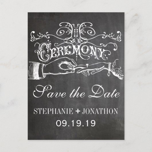 Chalkboard Ceremony Save the Date Aankondigingskaart (Voorkant)