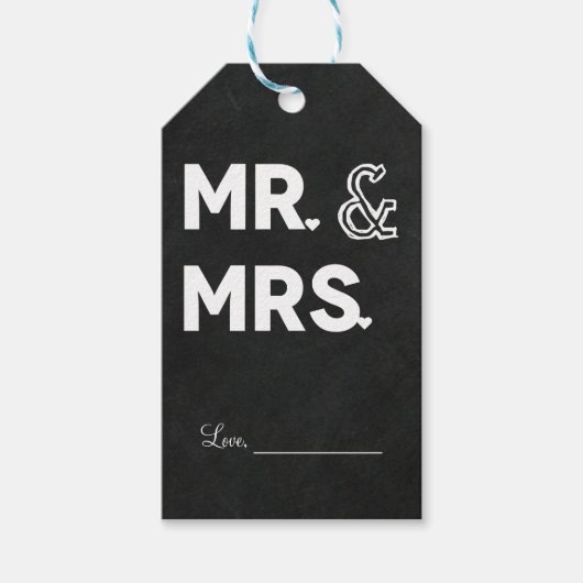 Chalkboard Chalk Mr. en mevrouw Wedding Verloving Cadeaulabel (Voorkant)