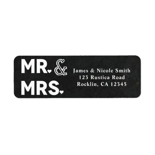 Chalkboard Chalk Mr. en mevrouw Wedding Verloving Etiket (Voorkant)