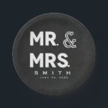 Chalkboard Chalk Mr. en mevrouw Wedding Verloving Papieren Bordje<br><div class="desc">Pas met om het even welke tekst voor om het even welke gebeurtenis aan.</div>