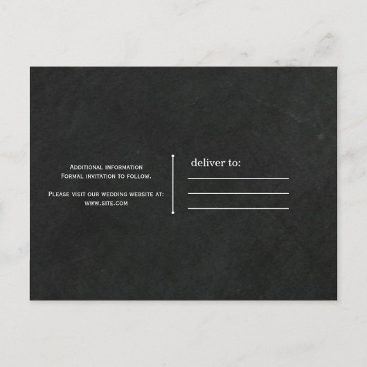 Chalkboard Chalk Mr. & Mrs. Wedding Save the Date Aankondigingskaart (Achterkant)