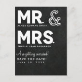 Chalkboard Chalk Mr. & Mrs. Wedding Save the Date Aankondigingskaart (Voorkant)