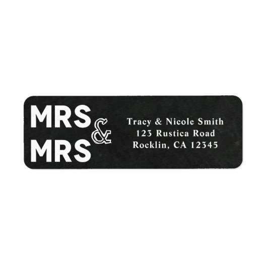 Chalkboard Chalk Mrs & Mrs Wedding Verloving Etiket (Voorkant)