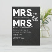 Chalkboard Chalk Mrs & Mrs Wedding Verloving Kaart (Staand voorkant)