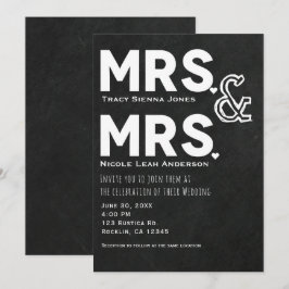 Chalkboard Chalk Mrs & Mrs Wedding Verloving Kaart