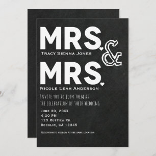 Chalkboard Chalk Mrs & Mrs Wedding Verloving Kaart