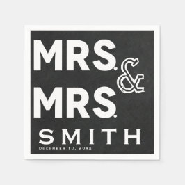 Chalkboard Chalk Mrs & Mrs Wedding Verloving Servetten