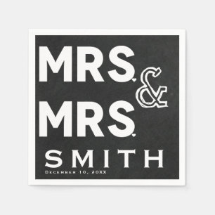 Chalkboard Chalk Mrs & Mrs Wedding Verloving Servetten