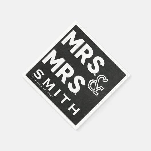 Chalkboard Chalk Mrs & Mrs Wedding Verloving Servetten (Hoek)