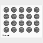 Chalkboard Chalked White Lijst Happy Birthday Name Ronde Sticker (Vel)