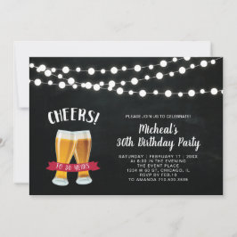 Chalkboard, Cheers 30th Birthday Party Invitation Kaart